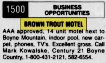 Brown Trout Motel - Mar 1998 For Sale